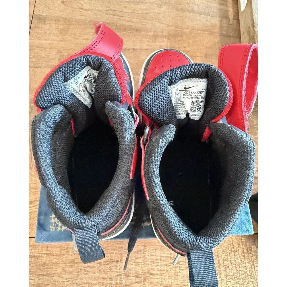 Nike Court Borough Mid Top 2 Red Black Kids Size 3.5Y CD7783-602